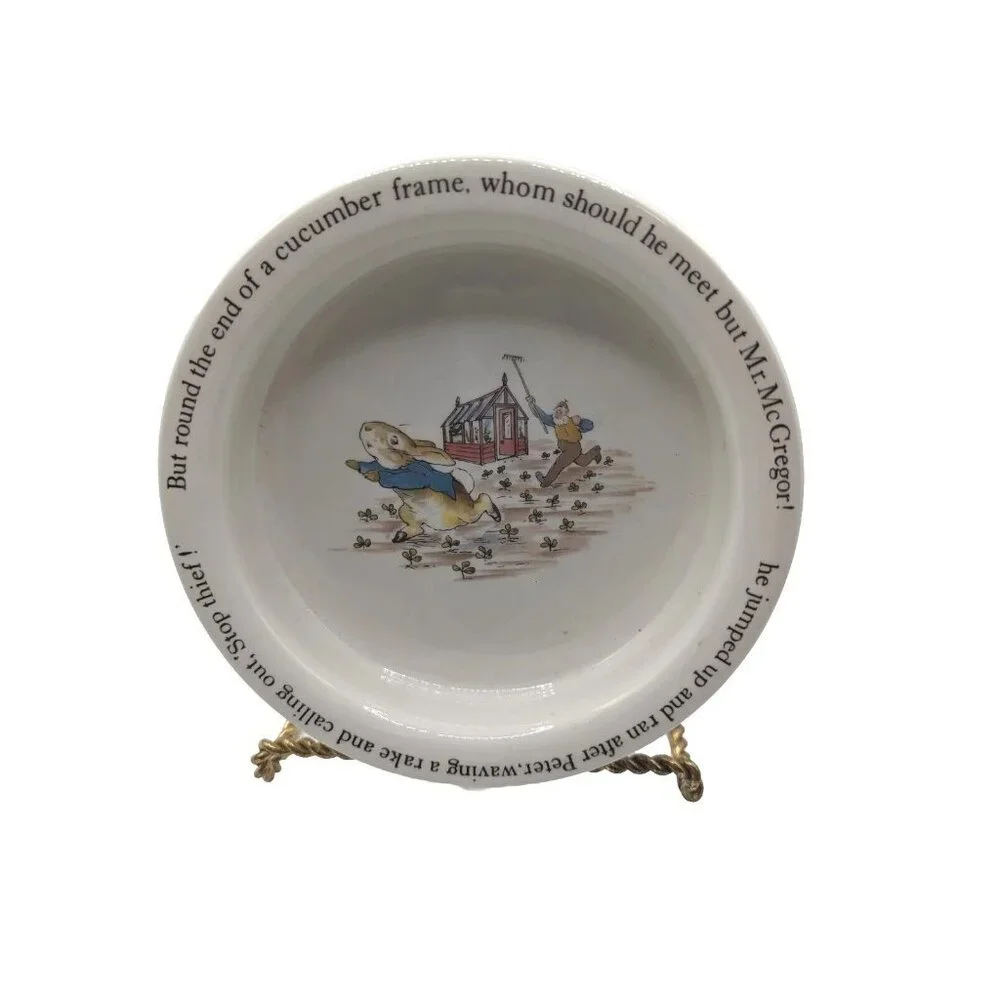 Wedgwood & Barlastin Peter Rabbit Beatrix Potter Vtg Childs Cereal Bowl Farmer